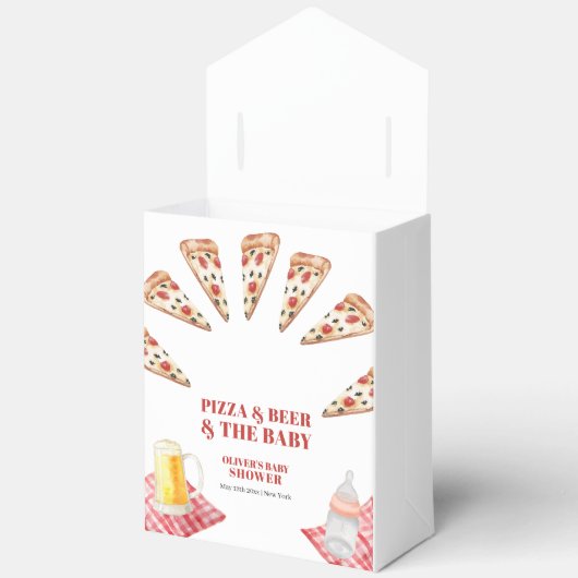 Ballotins Baby shower de bières de pizza moderne Rustique (Ouvrir)