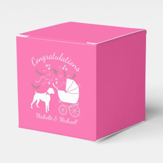 Ballotins Baby shower de chien de boxer fille rose (Verso)