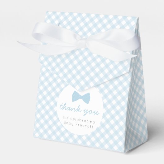 Ballotins Baby shower de cravate bleu en vichy garçon (Verso)