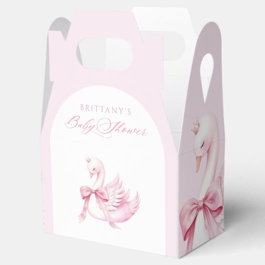 Ballotins Baby shower de cygne rose Coquette (Ouvert)