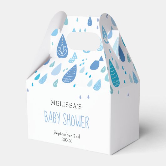 Ballotins Baby shower de gouttes de pluie bleu mûre (Verso)