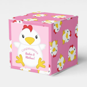 Ballotins Baby shower de poulet ferme rose