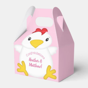 Ballotins Baby shower de poulet ferme rose