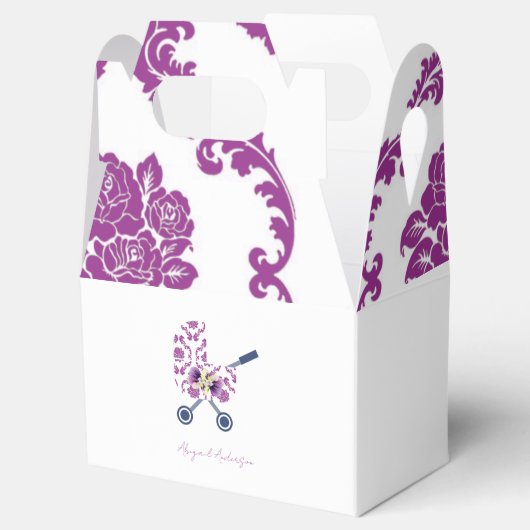 Ballotins Baby shower de Pram Damask Magenta & Navy (Ouvert)