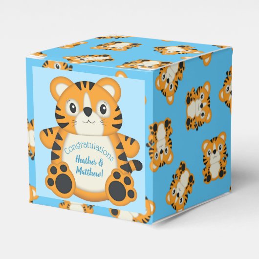Ballotins Baby shower de tigre bleu (Verso)
