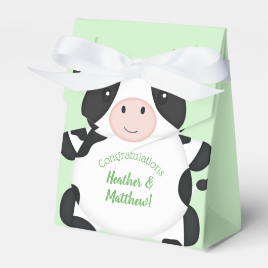 Ballotins Baby shower de vache vert (Verso)