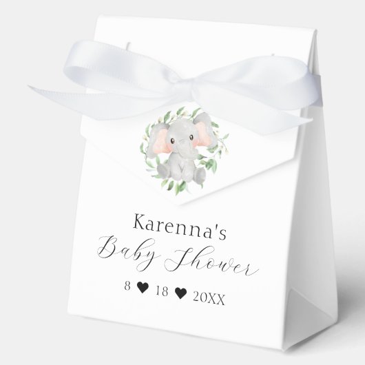 Ballotins Baby shower de verdure éléphant moderne (Recto)