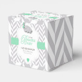 Ballotins Baby shower d'éléphant vert, gris blanc (Arrière)
