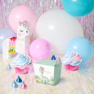 Ballotins Baby Shower Dinosaure Mignon avec un Nœud Rose