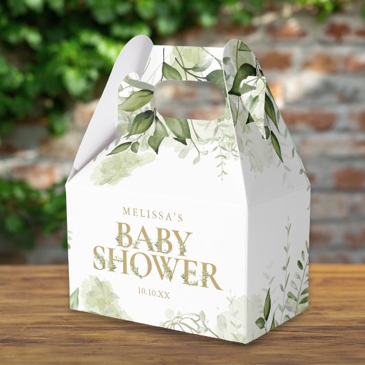 Ballotins Baby shower d'or du feuillage botanique