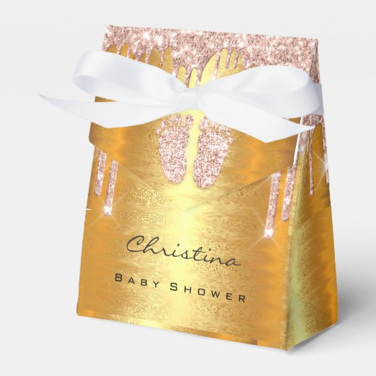 Ballotins Baby shower douces pieds Rose Parties scintillant (Verso)