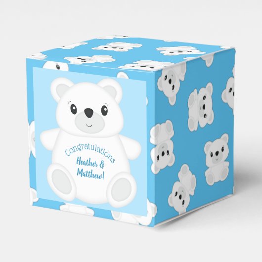 Ballotins Baby shower d'ours bleu polaire (Verso)