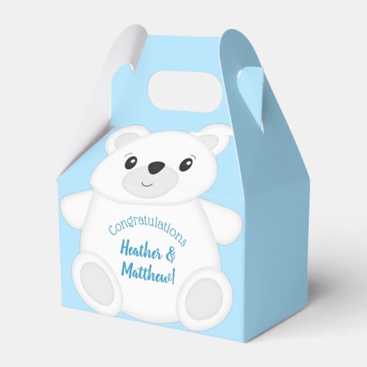 Ballotins Baby shower d'ours bleu polaire (Verso)