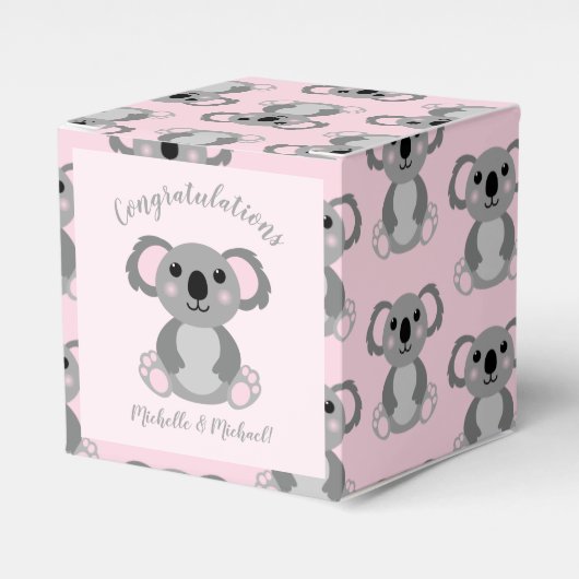 Ballotins Baby shower d'ours rose Koala (Verso)