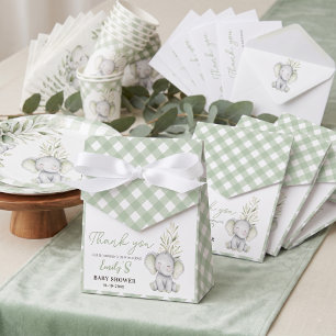 Ballotins Baby Shower Élégant Éléphant Vert Neutre pour Bébé