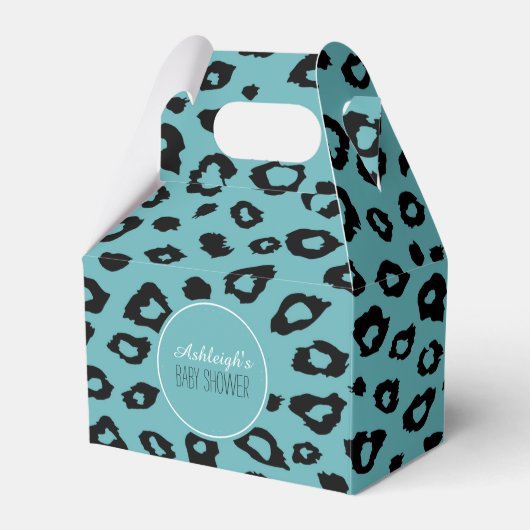 Ballotins Baby shower Empreinte de léopard Aqua Black (Verso)