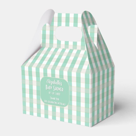 Ballotins Baby shower En vichy vert et tang (Verso)
