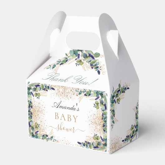 Ballotins Baby shower eucalyptus or parties scintillant merc (Arrière)