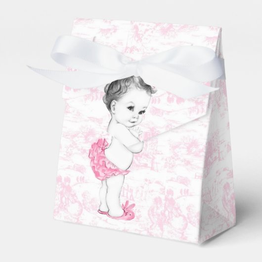 Ballotins Baby shower fille en toile rose (Verso)