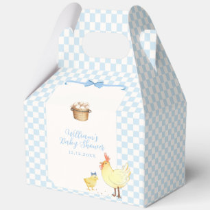 Ballotins Baby-Shower Fille Garçon Poulet Gingham Bleu Prépa