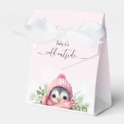 Ballotins Baby shower fille rose Pingouin mignon (Verso)