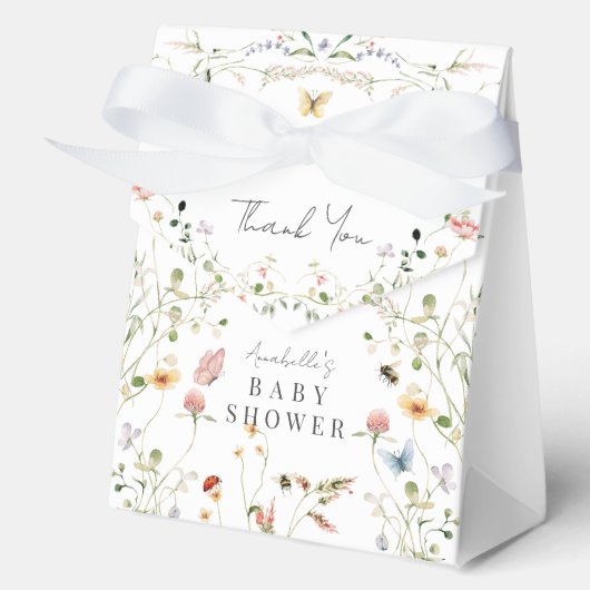 Ballotins Baby shower fleur sauvage d'aquarelle de papillon (Recto)