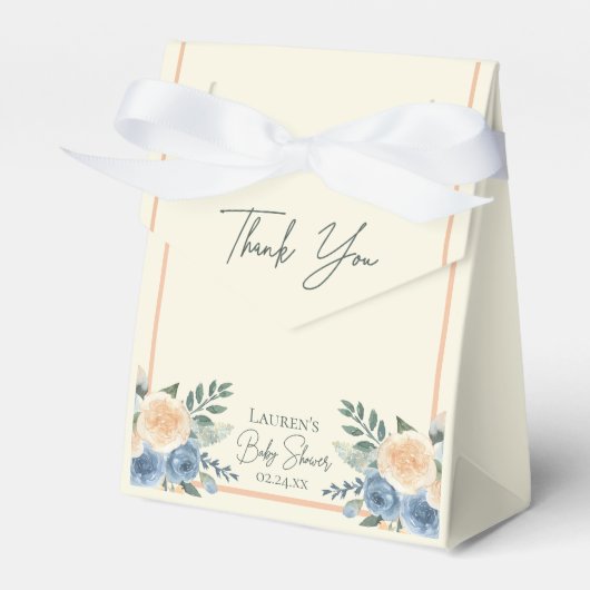 Ballotins Baby shower floral bleu et blanc (Verso)