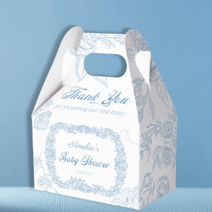 Ballotins Baby Shower Floral Toile Bleu Ciel Vintage