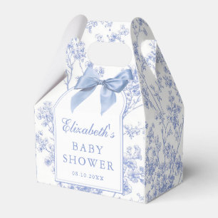 Ballotins Baby shower floral vintage avec un nœud bleu