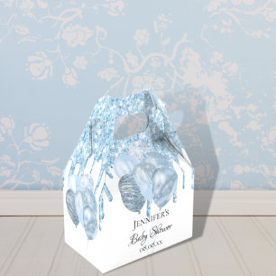 Ballotins Baby shower garçon bleu clair ballons blancs