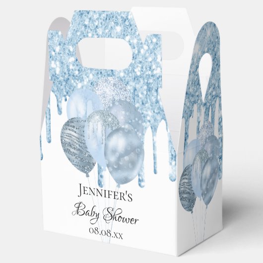 Ballotins Baby shower garçon bleu clair ballons blancs (Ouvert)