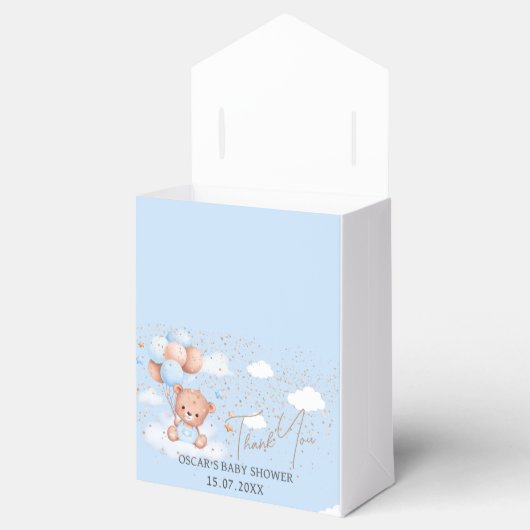 Ballotins Baby shower garçon bleu lumière ours Ballotin (Ouvert)