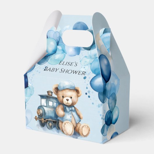 Ballotins Baby shower Garçon Teddy Bear Blue Train (Verso)