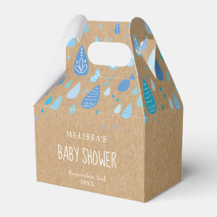 Ballotins Baby Shower Gouttes de Pluie Bleu Kraft Rustique