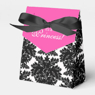 Ballotins Baby shower Hot Rose et Black Damask