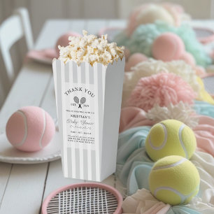 Ballotins Baby shower Merci de tennis chic gris rayures