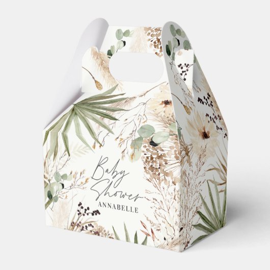 Ballotins Baby shower moderne rustique pampas herbe feuillag (Verso)