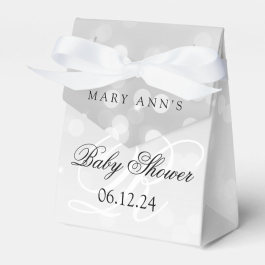 Ballotins Baby shower Monogram Argent Bokeh Éclairage (Verso)