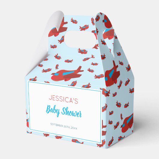 Ballotins Baby shower Motif d'avion rouge bleu (Verso)