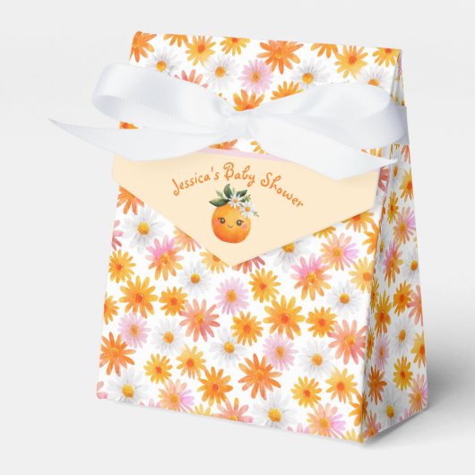 Ballotins Baby shower Motif Little Cutie Orange Daisy (Verso)