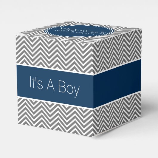 Ballotins Baby shower Navy Blue & Charcoal Grey Chevrons (Verso)