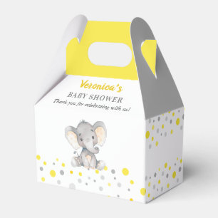 Ballotins Baby shower neutre à l'éléphant gris jaune Polka