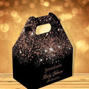 Ballotins Baby shower noir rose or parties scintillant nom m
