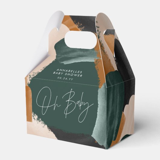 Ballotins Baby shower Oh bébé terre cuite vert abstrait (Verso)