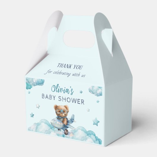 Ballotins Baby shower ours en peluche bleu (Verso)