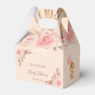 Ballotins Baby shower ours en peluche pampas herbe blush flo