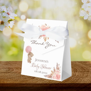 Ballotins Baby shower ours en peluche pampas herbe blush flo