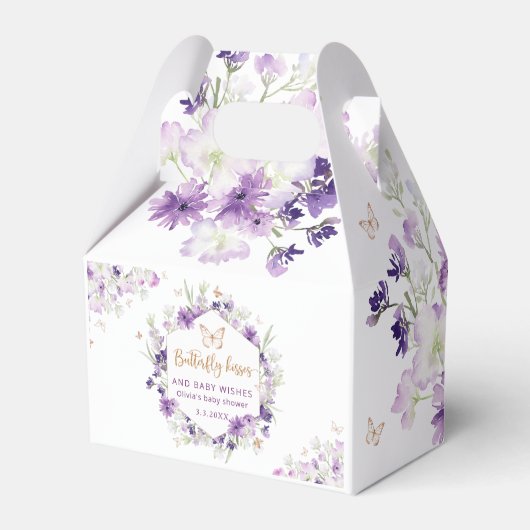 Ballotins Baby shower papillon bleu violet fleuri Ballotin (Verso)