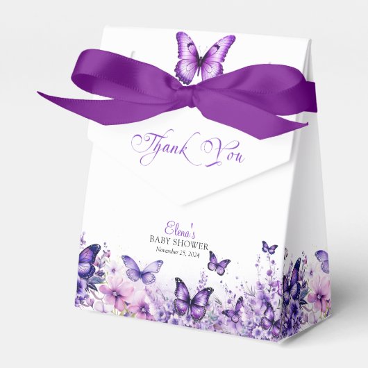 Ballotins Baby shower papillon Élégant violet Floral (Verso)