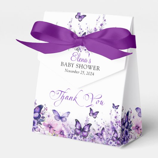 Ballotins Baby shower papillon Élégant violet Floral (Verso)